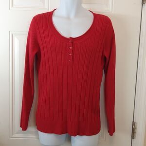 (3/$20) JMS red long sleeve ribbed Henley top